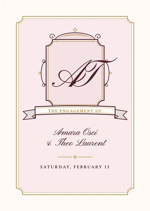 Victorian Cartouche — Interlaced Monogram engagement invitation