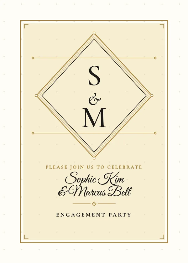 Stacked Monogram — Interlaced Monogram engagement invitation