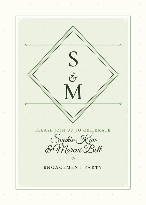 Stacked Monogram — Interlaced Monogram engagement invitation