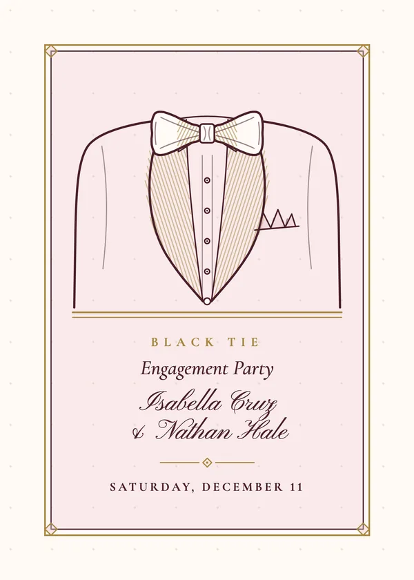 Bow Tie — Black Tie engagement invitation