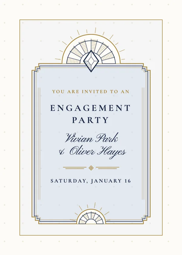 Stepped Frame — Jazz Age Deco engagement invitation