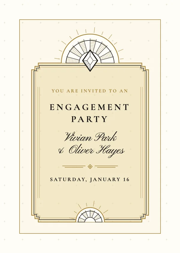 Stepped Frame — Jazz Age Deco engagement invitation