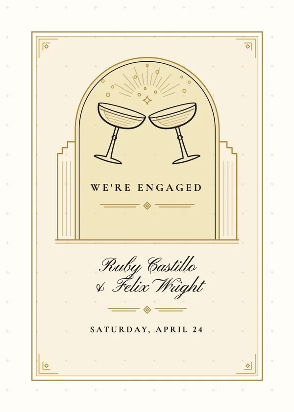 Deco Arch — Jazz Age Deco engagement invitation