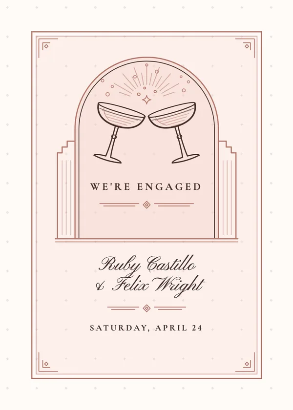 Deco Arch — Jazz Age Deco engagement invitation