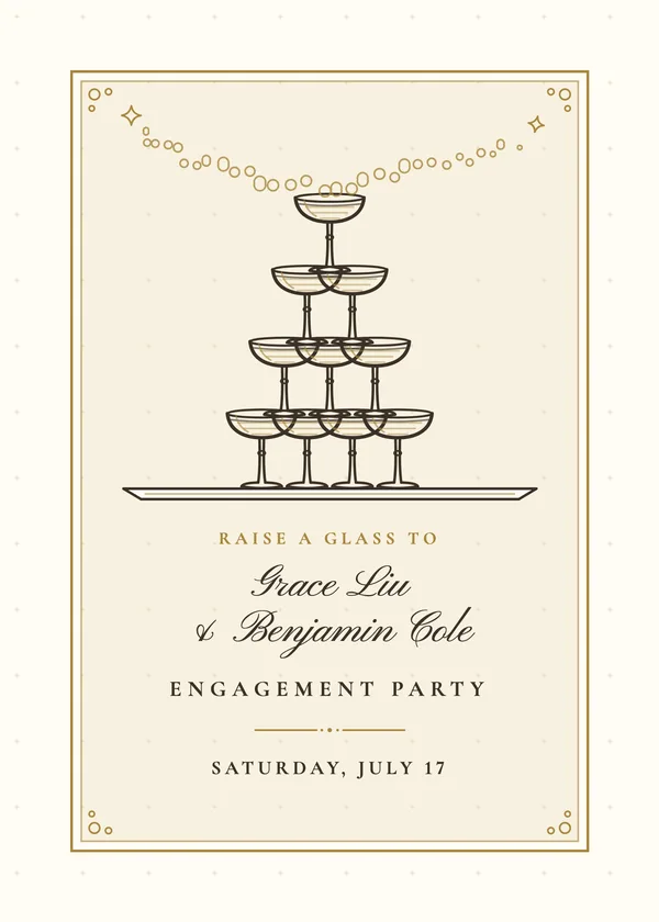 Champagne Tower — Champagne Toast engagement invitation