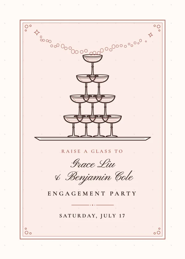 Champagne Tower — Champagne Toast engagement invitation
