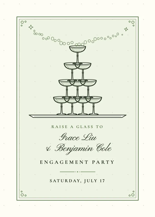 Champagne Tower — Champagne Toast engagement invitation