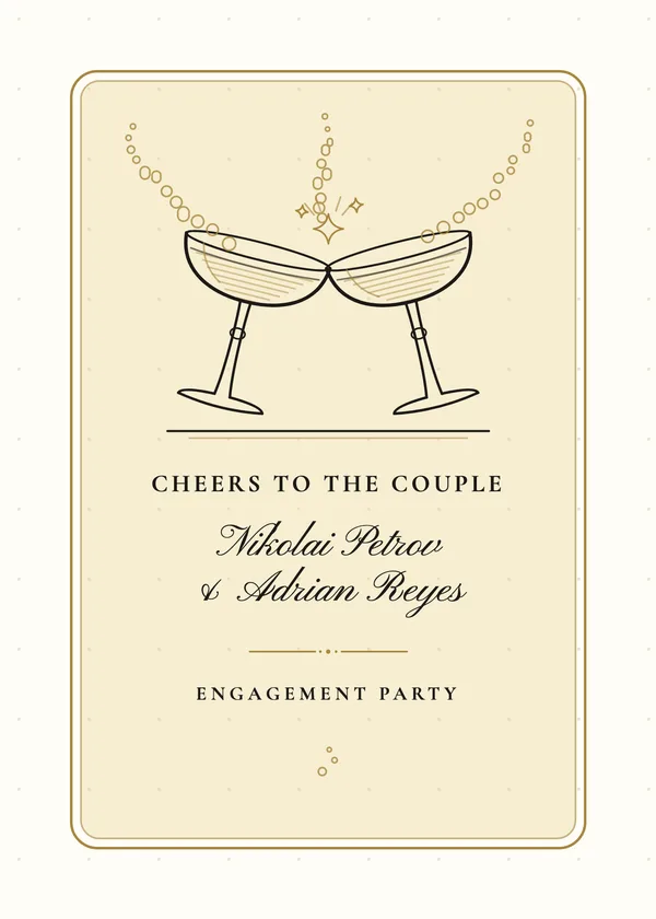 Clinking Coupes — Champagne Toast engagement invitation