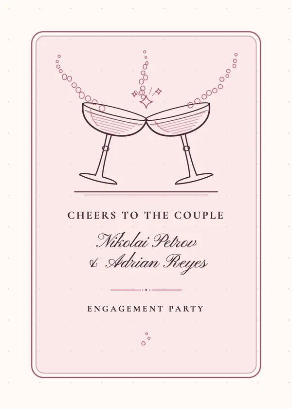 Clinking Coupes — Champagne Toast engagement invitation