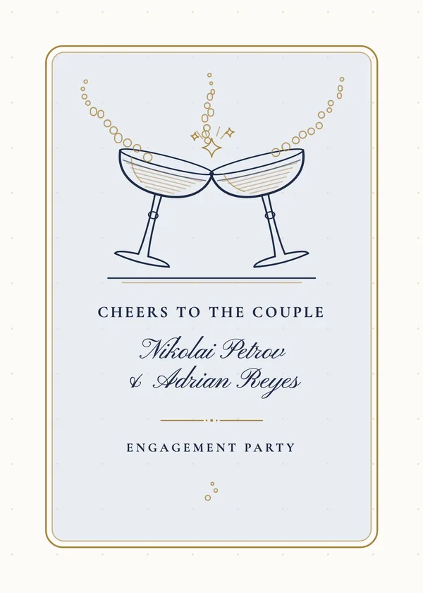 Clinking Coupes — Champagne Toast engagement invitation