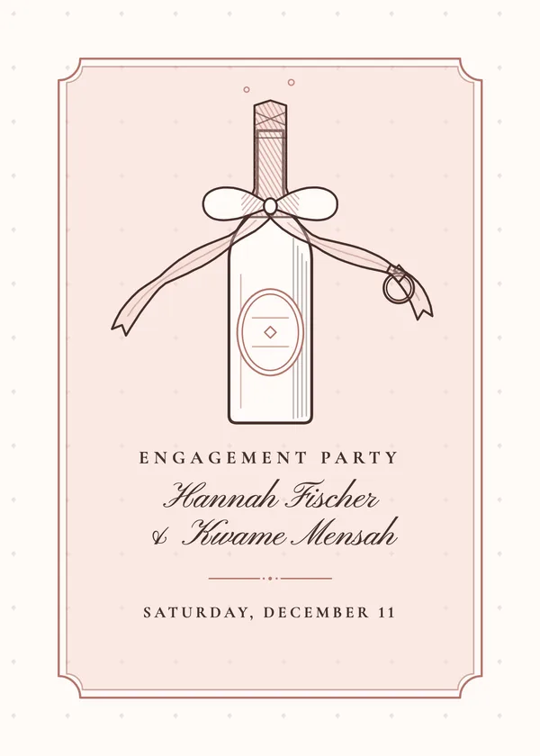 Bottle & Ribbon — Champagne Toast engagement invitation