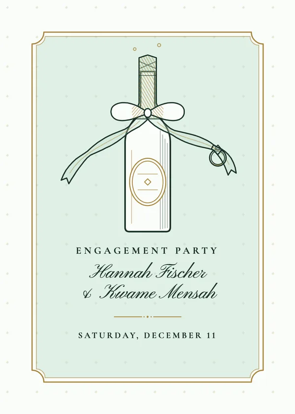 Bottle & Ribbon — Champagne Toast engagement invitation