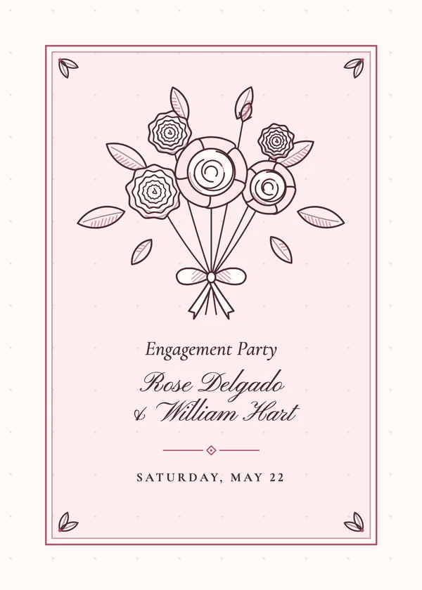 Roses & Ranunculus — Engraved Garden engagement invitation