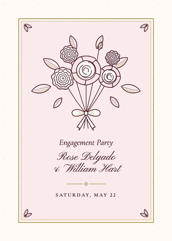Roses & Ranunculus — Engraved Garden engagement invitation