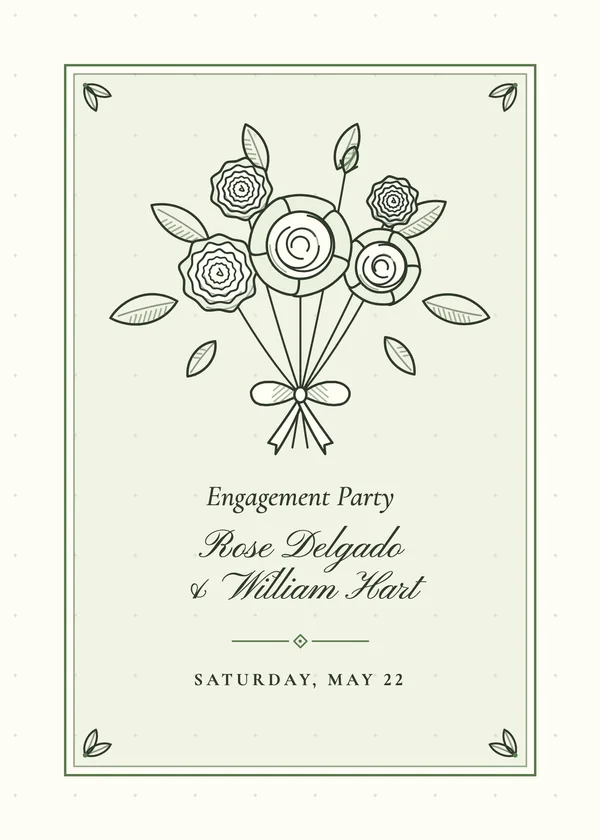 Roses & Ranunculus — Engraved Garden engagement invitation