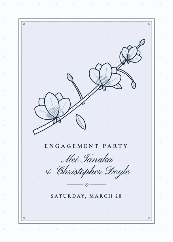 Magnolia Branch — Engraved Garden engagement invitation