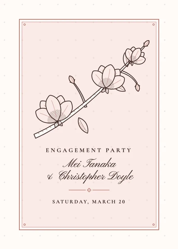 Magnolia Branch — Engraved Garden engagement invitation