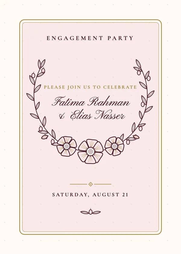 Anemones & Olive — Engraved Garden engagement invitation