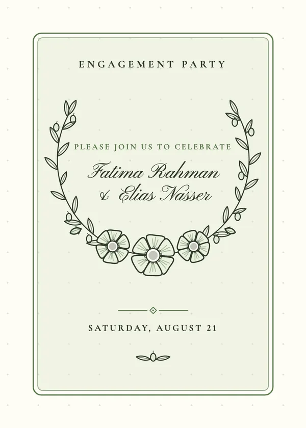 Anemones & Olive — Engraved Garden engagement invitation