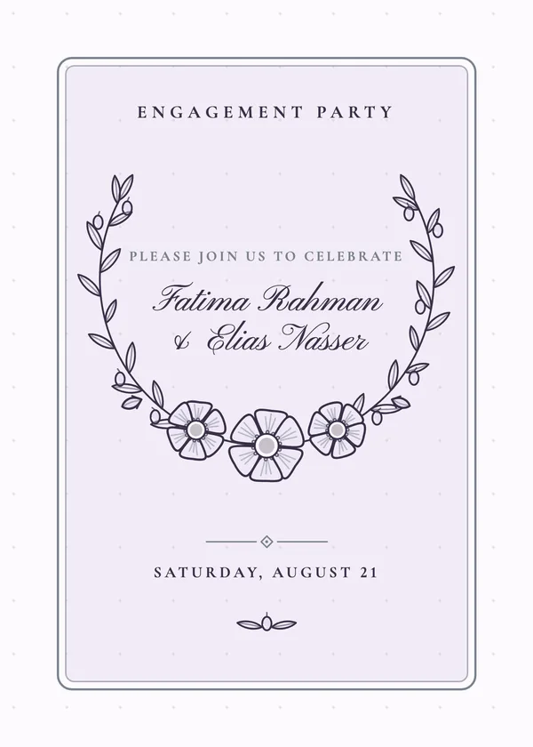 Anemones & Olive — Engraved Garden engagement invitation
