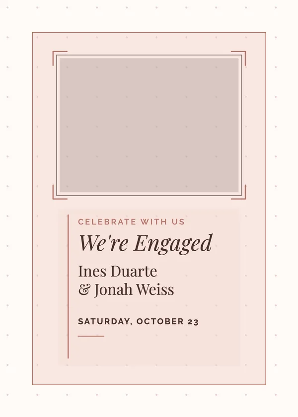 Editorial Photo — Modern Editorial engagement invitation with a photo window