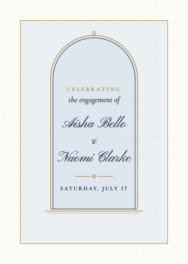 Fine-Line Arch — Modern Editorial engagement invitation