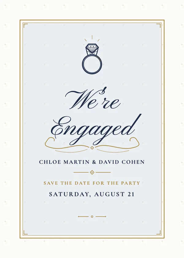 We're Engaged — Gilded Calligraphy engagement invitation