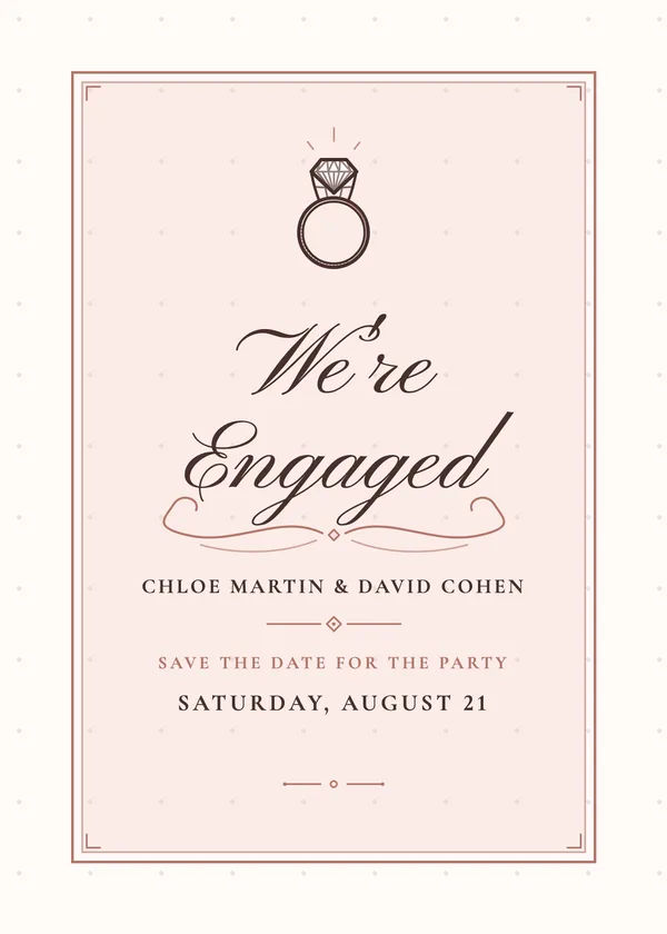 We're Engaged — Gilded Calligraphy engagement invitation