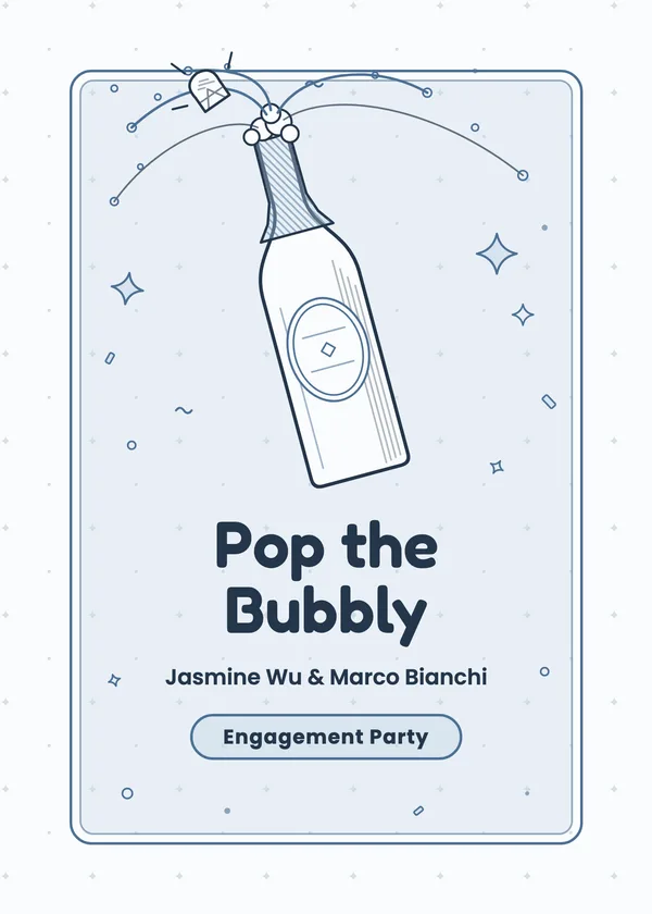 Pop the Bubbly — Pop the Bubbly engagement invitation