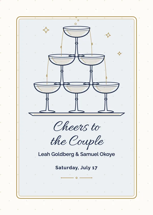 Glass Tower — Pop the Bubbly engagement invitation