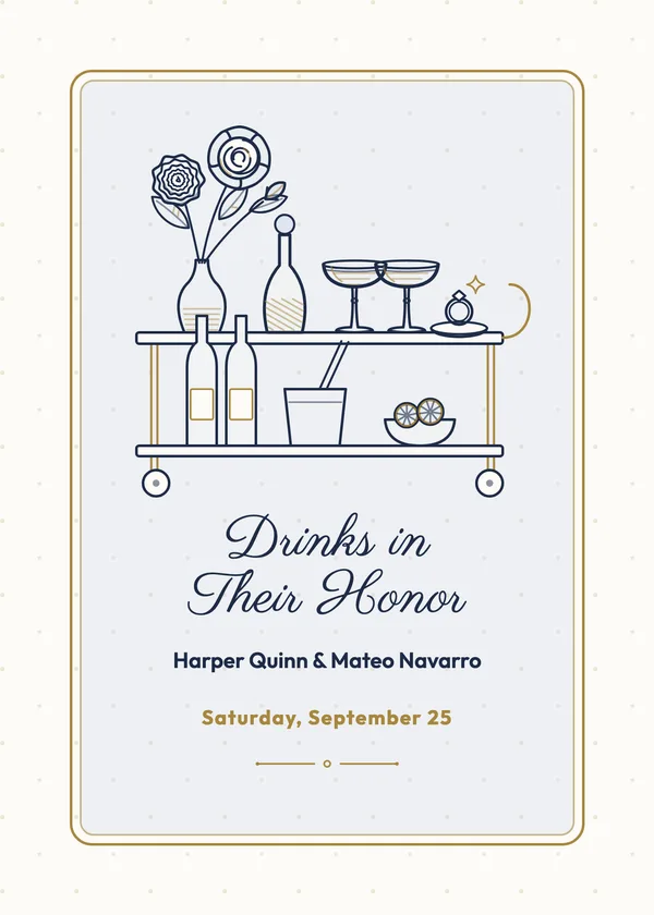 Bar Cart — Cocktail Party engagement invitation