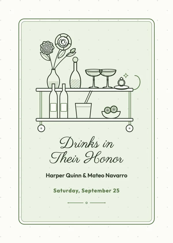 Bar Cart — Cocktail Party engagement invitation