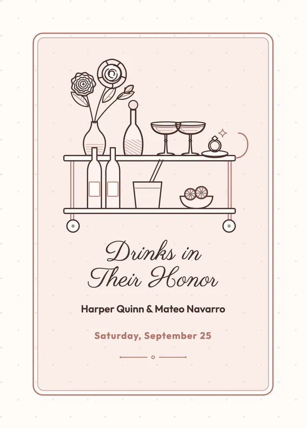 Bar Cart — Cocktail Party engagement invitation
