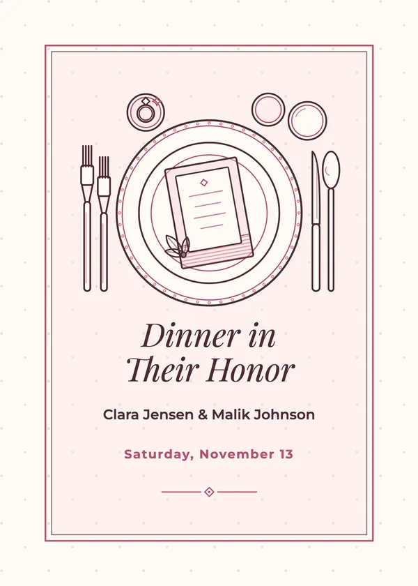 Place Setting — Engagement Dinner engagement invitation