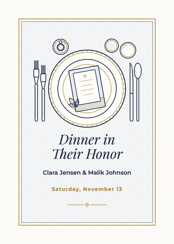 Place Setting — Engagement Dinner engagement invitation