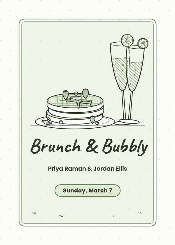 Brunch & Bubbly — Brunch & Mimosas engagement invitation