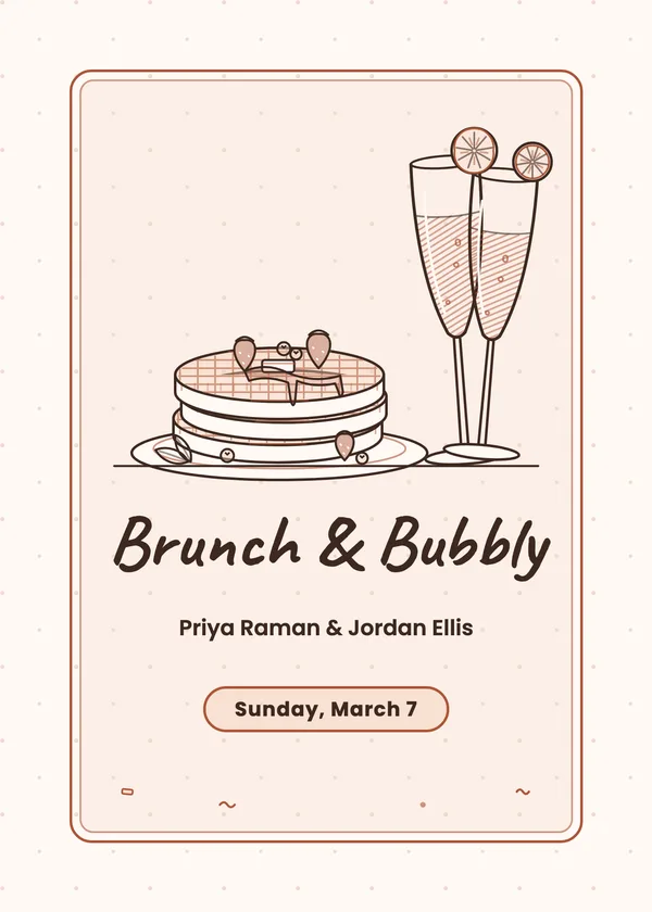 Brunch & Bubbly — Brunch & Mimosas engagement invitation
