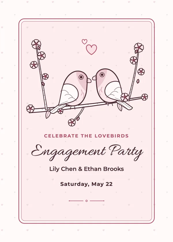Lovebirds — Love Birds engagement invitation