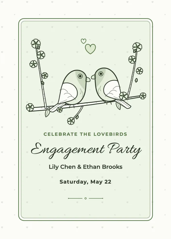 Lovebirds — Love Birds engagement invitation