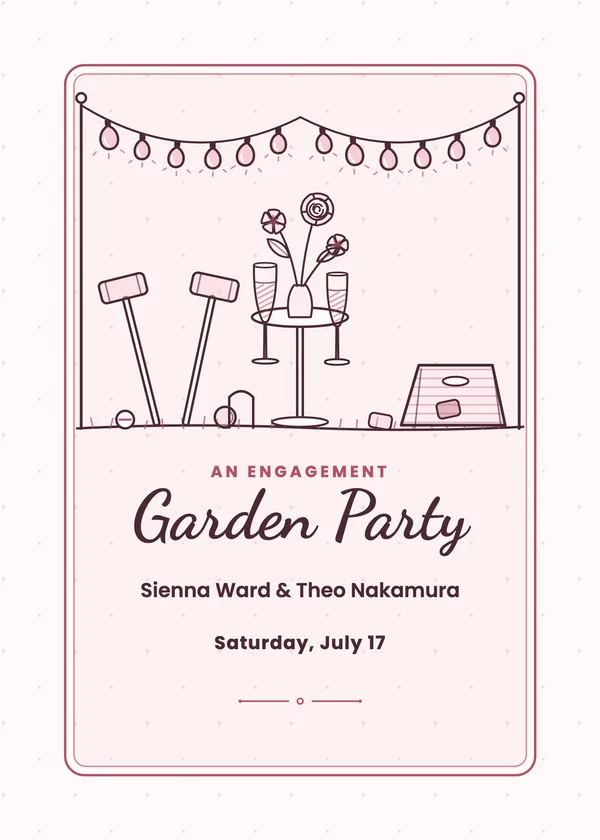 Lawn Games — Garden Party engagement invitation
