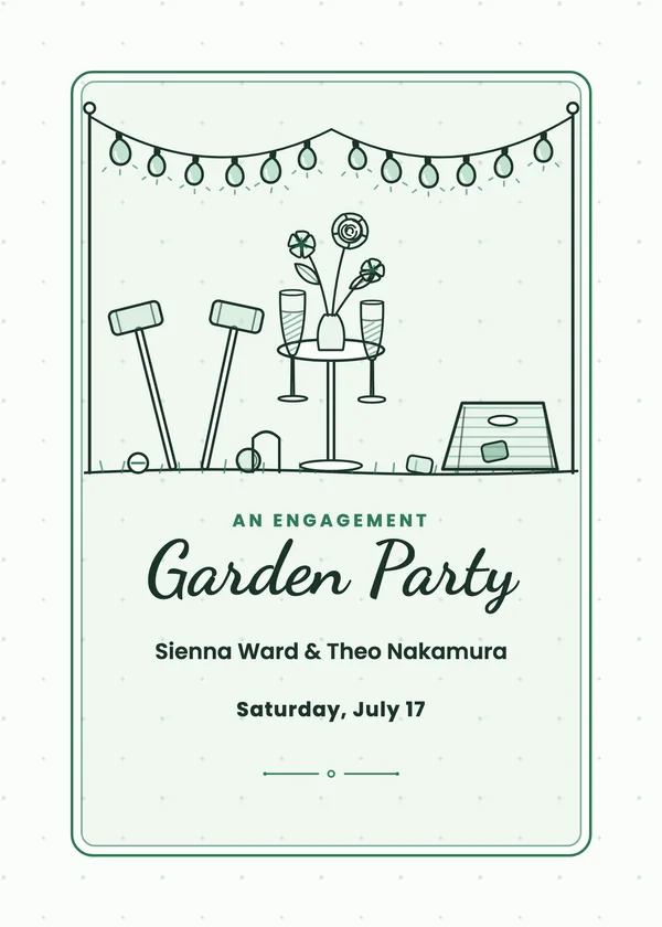 Lawn Games — Garden Party engagement invitation