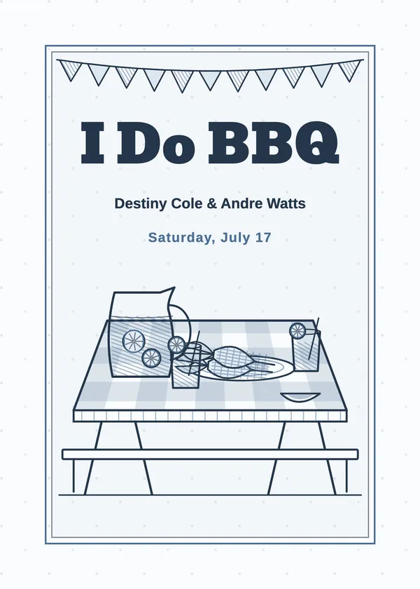Picnic Table — I Do BBQ engagement invitation