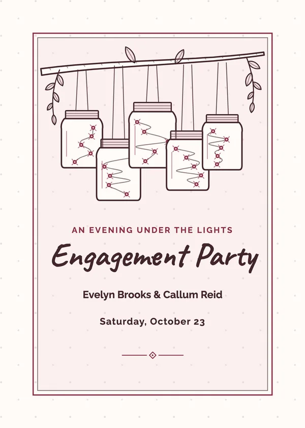 Mason Jar Lights — Rustic Wood & Lights engagement invitation