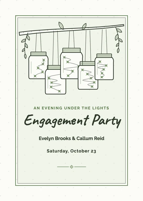Mason Jar Lights — Rustic Wood & Lights engagement invitation