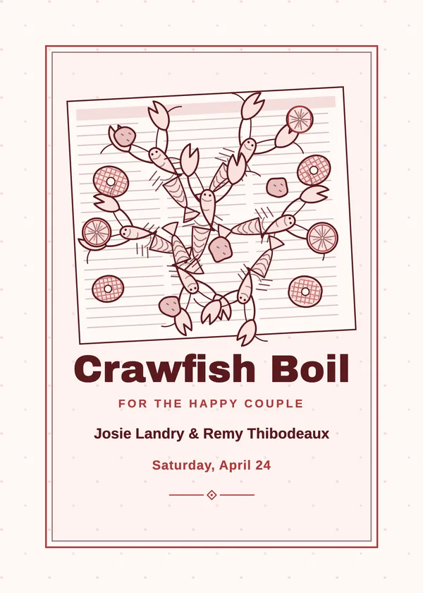 Crawfish Boil — Seafood Boil engagement invitation