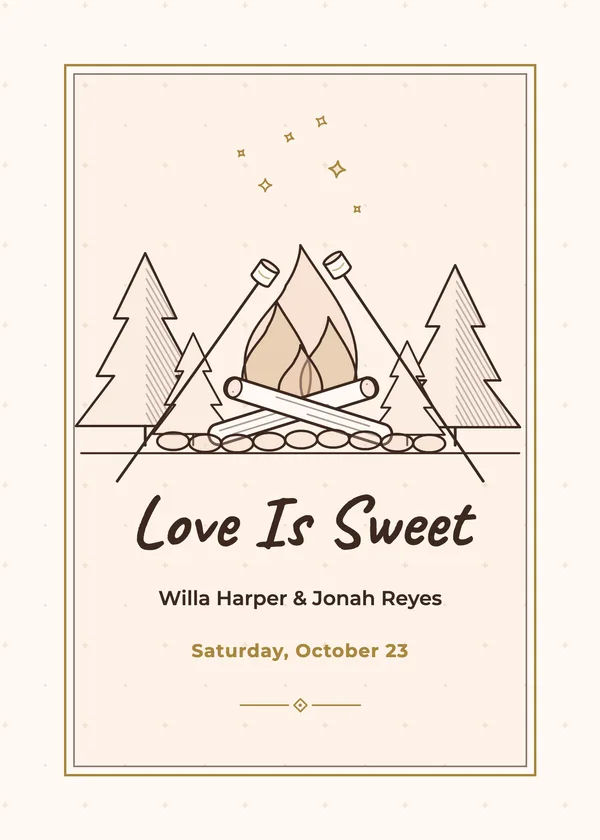 Campfire — Bonfire & S'mores engagement invitation