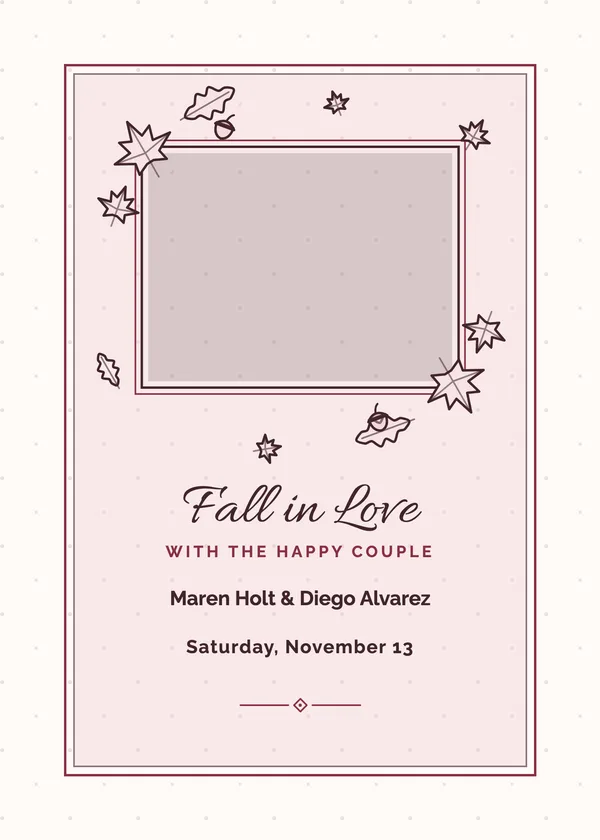 Autumn Photo — Fall in Love engagement invitation with a photo window