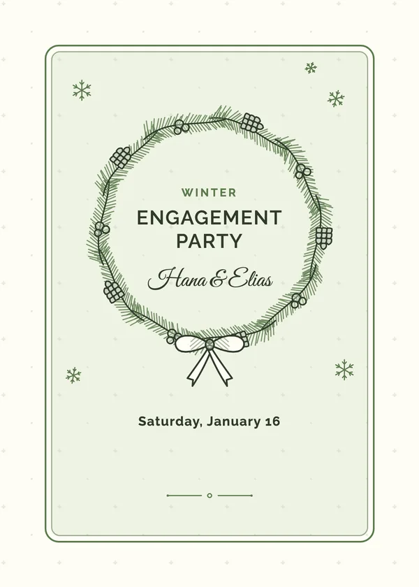 Winter Wreath — Winter & Holidays engagement invitation