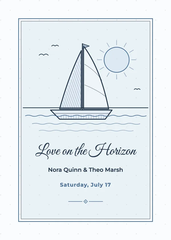 Sailboat — Nautical & Beach engagement invitation