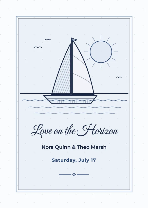 Sailboat — Nautical & Beach engagement invitation